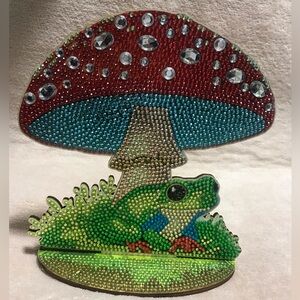 Diamond Painted Mushroom and Frog Stand